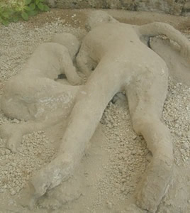 Plaster casts at the Garden of the Fugitives in Pompeii