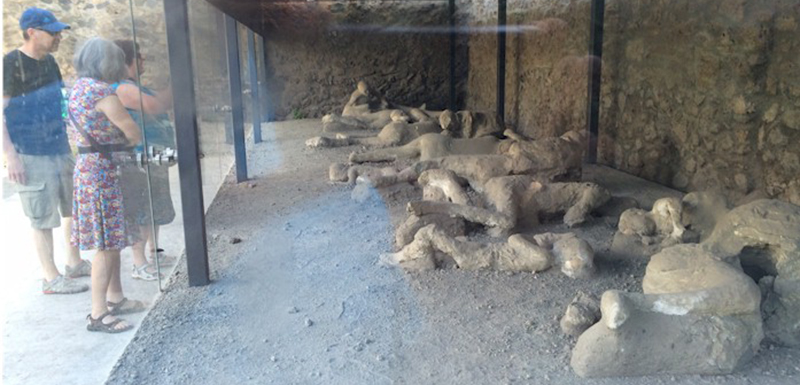 Plaster Casts displayed at the Garden of the Fugitives in Pompeii