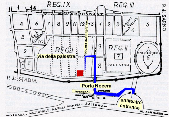 Location of the Garden of the Fugitives in Pompeii