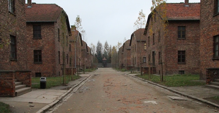 Street of barracks at Auschwitz I