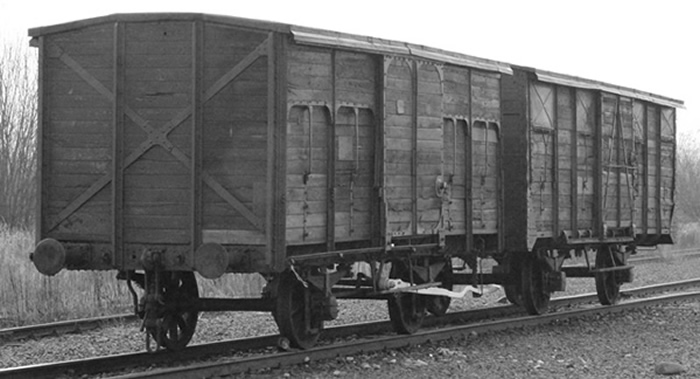 Train car memorial at the Judenrampe on the way to Auschwitz II-Birkenau